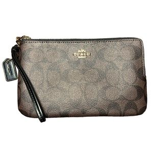Authentic Coach Large Double Zip Wristlet Wallet (Brown/Black)